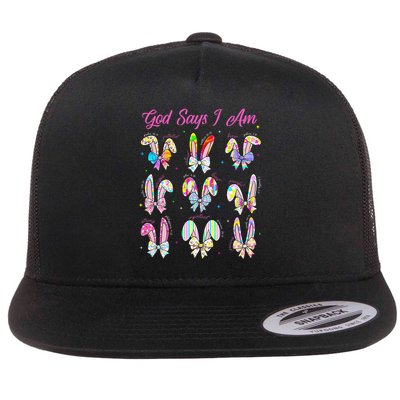 God Says I Am Easter Bunny Rabbit Easter Day Bible Verse Flatbill Hat