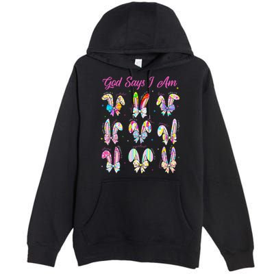 God Says I Am Easter Bunny Rabbit Easter Day Bible Verse Premium Pullover Hoodie