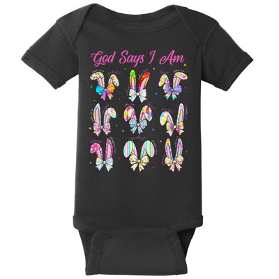 God Says I Am Easter Bunny Rabbit Easter Day Bible Verse Baby Bodysuit