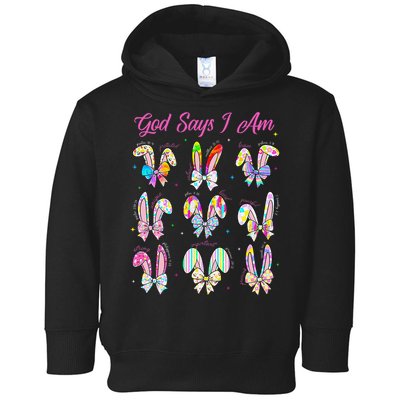 God Says I Am Easter Bunny Rabbit Easter Day Bible Verse Toddler Hoodie