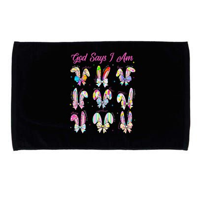 God Says I Am Easter Bunny Rabbit Easter Day Bible Verse Microfiber Hand Towel