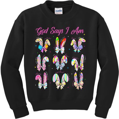 God Says I Am Easter Bunny Rabbit Easter Day Bible Verse Kids Sweatshirt