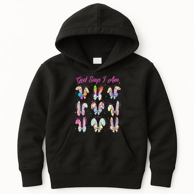 God Says I Am Easter Bunny Rabbit Easter Day Bible Verse Kids Hoodie