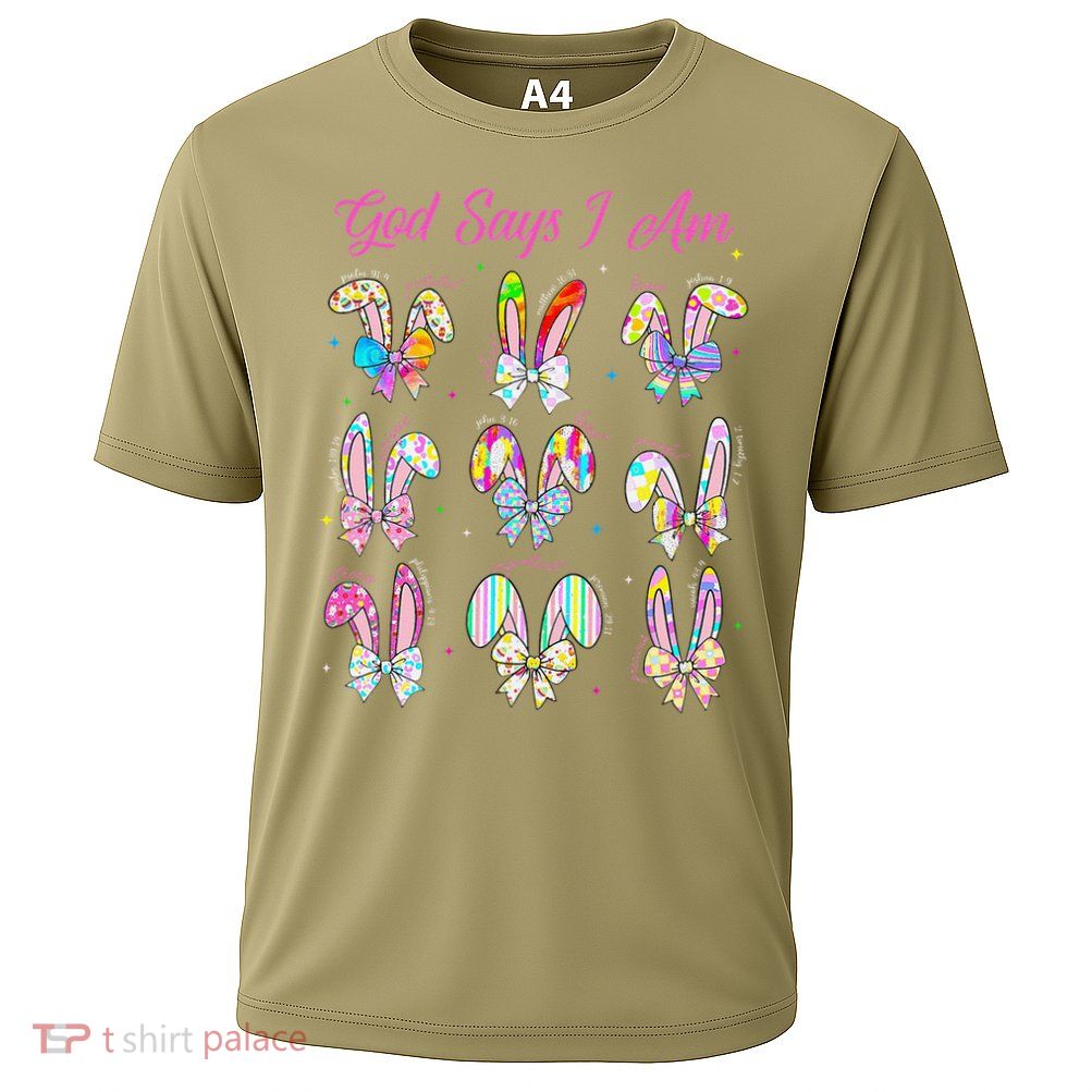 God Says I Am Easter Bunny Rabbit Easter Day Bible Verse Performance Shirt