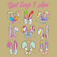 God Says I Am Easter Bunny Rabbit Easter Day Bible Verse Button