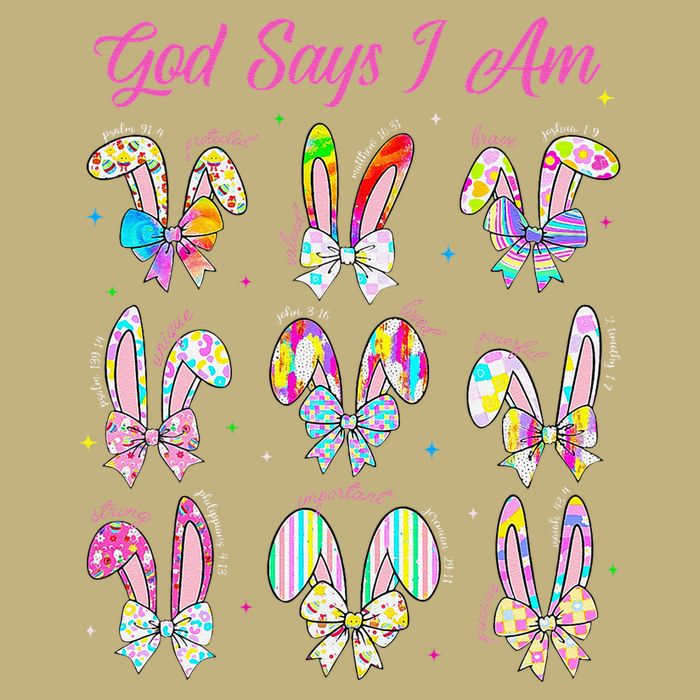 God Says I Am Easter Bunny Rabbit Easter Day Bible Verse Button