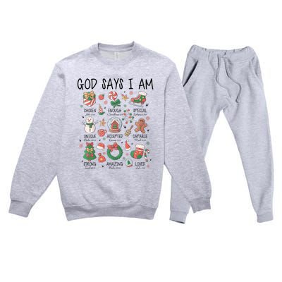 God Says I Am Cute Christmas Xmas Christian Premium Crewneck Sweatsuit Set