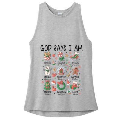 God Says I Am Cute Christmas Xmas Christian Ladies PosiCharge Tri-Blend Wicking Tank