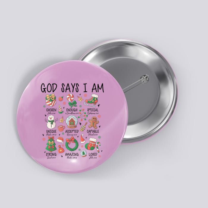 God Says I Am Cute Christmas Xmas Christian Button