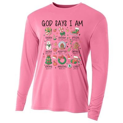 God Says I Am Cute Christmas Xmas Christian Cooling Performance Long Sleeve Crew