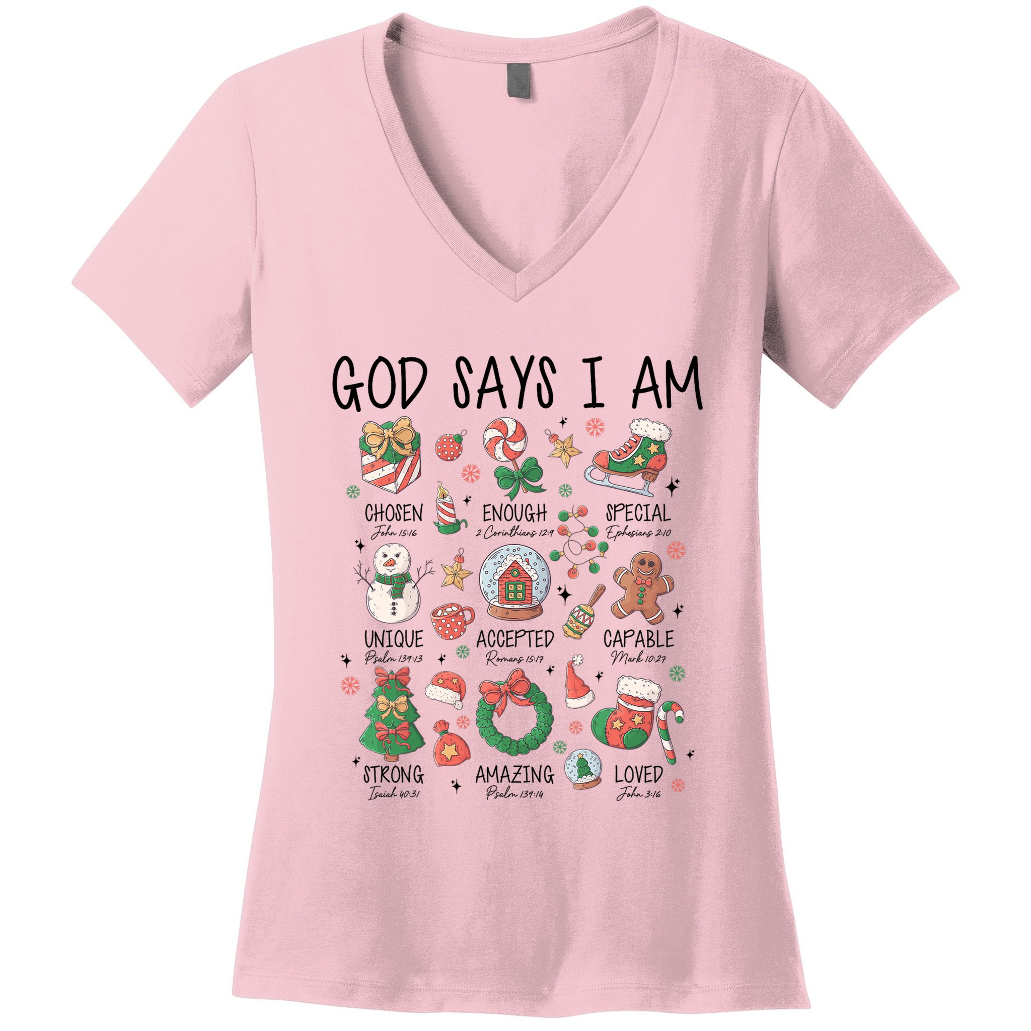 God Says I Am Cute Christmas Xmas Christian Women's V-Neck T-Shirt