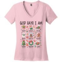 God Says I Am Cute Christmas Xmas Christian Women's V-Neck T-Shirt