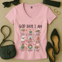 God Says I Am Cute Christmas Xmas Christian Women's V-Neck T-Shirt