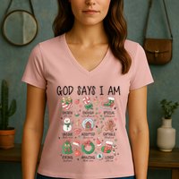 God Says I Am Cute Christmas Xmas Christian Women's V-Neck T-Shirt
