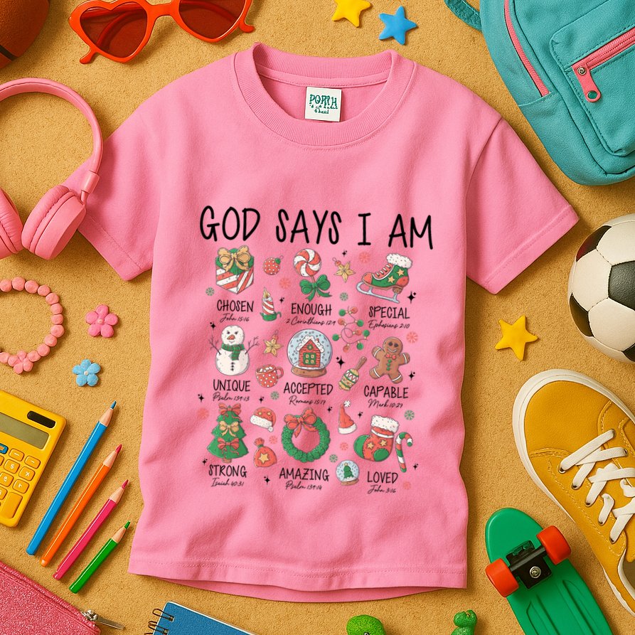 God Says I Am Cute Christmas Xmas Christian Kids T-Shirt