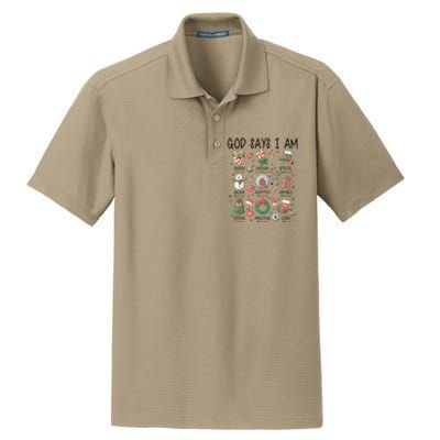 God Says I Am Cute Christmas Xmas Christian Dry Zone Grid Polo