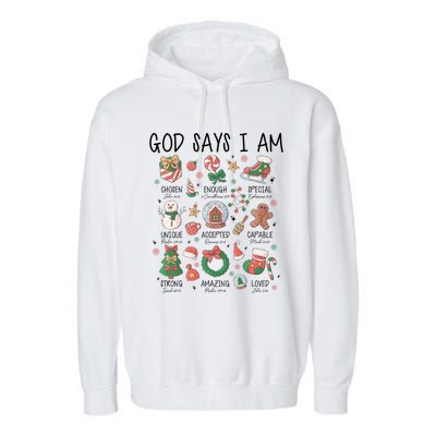 God Says I Am Cute Christmas Xmas Christian Garment-Dyed Fleece Hoodie