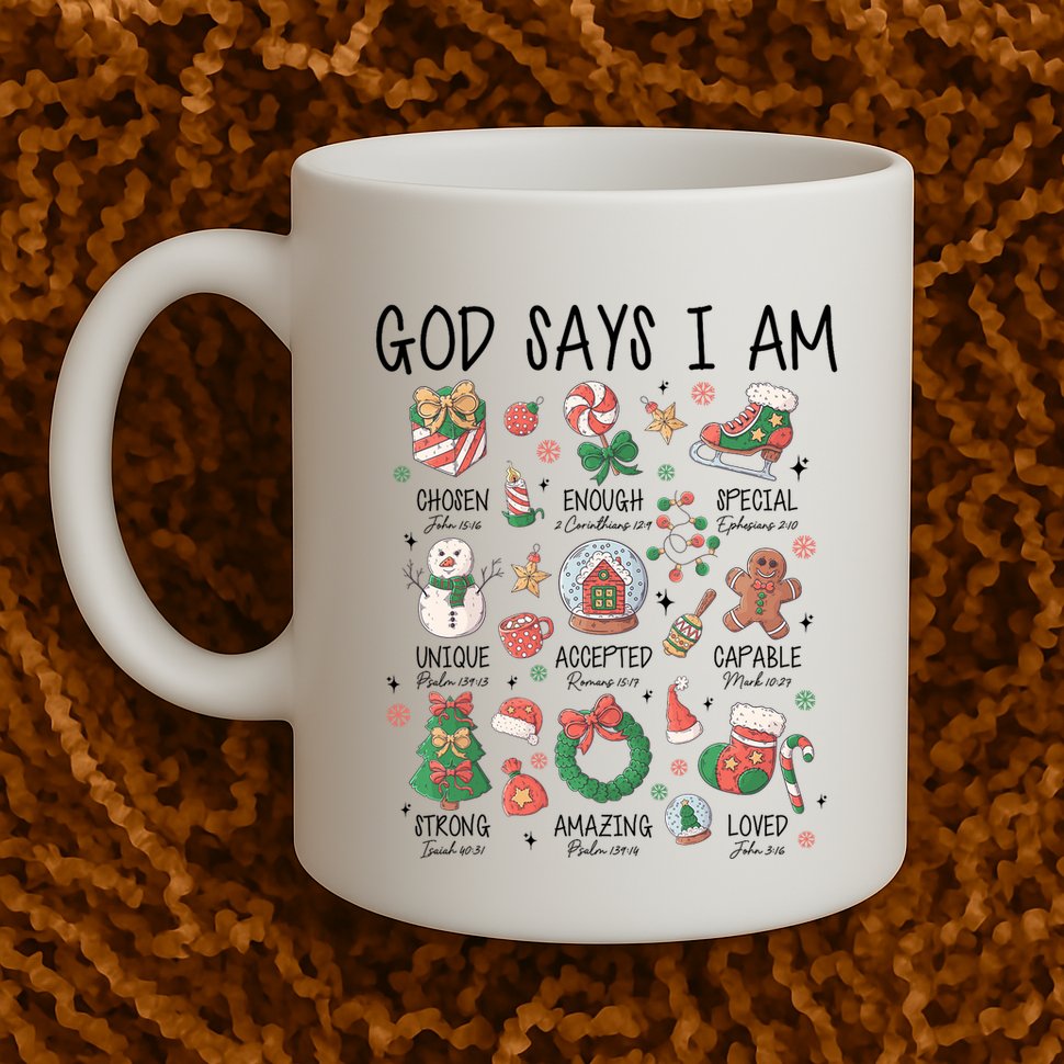 God Says I Am Cute Christmas Xmas Christian Mug