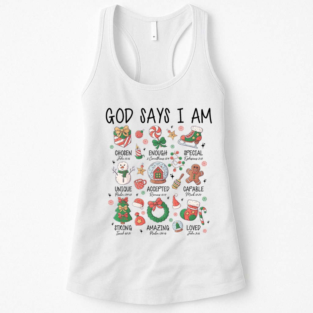 God Says I Am Cute Christmas Xmas Christian Womens Tank Top