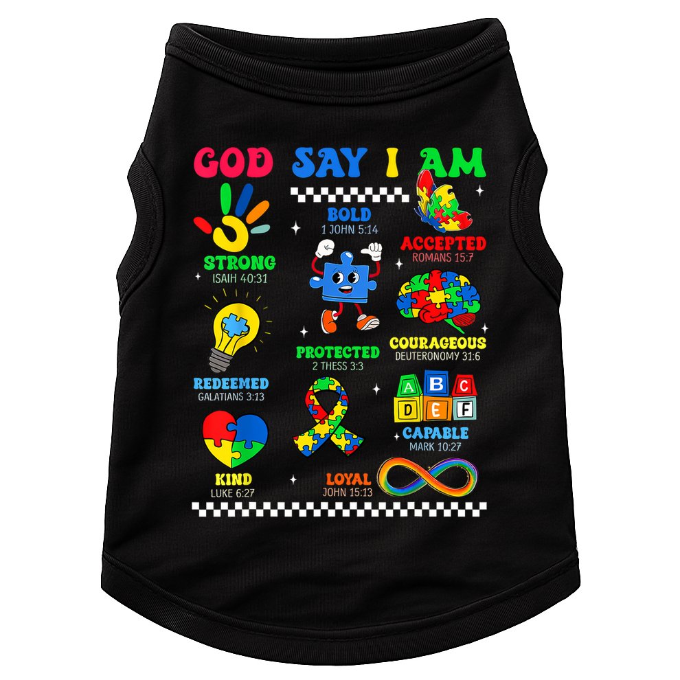 God Says I Am Be Kind Autism Awareness  Doggie Tank