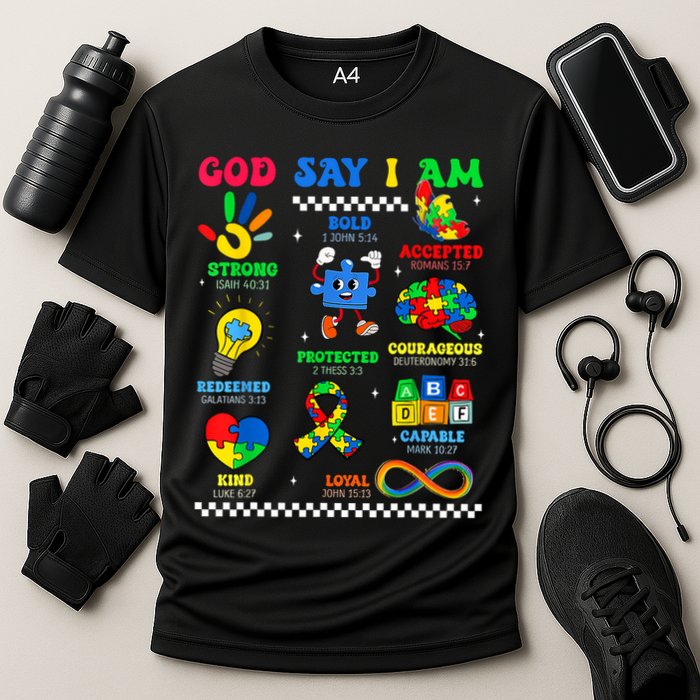God Says I Am Be Kind Autism Awareness  Cooling Performance Crew T-Shirt