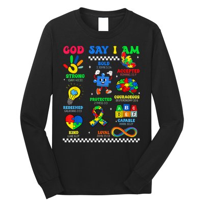 God Says I Am Be Kind Autism Awareness  Long Sleeve Shirt