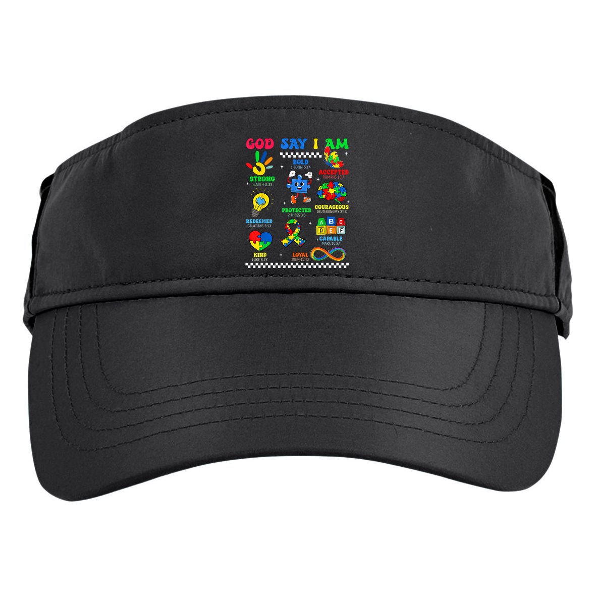 God Says I Am Be Kind Autism Awareness  Adult Drive Performance Visor