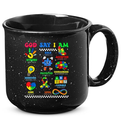 God Says I Am Be Kind Autism Awareness  15oz Campfire Ceramic Mug