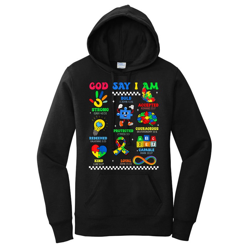 God Says I Am Be Kind Autism Awareness  Women's Pullover Hoodie
