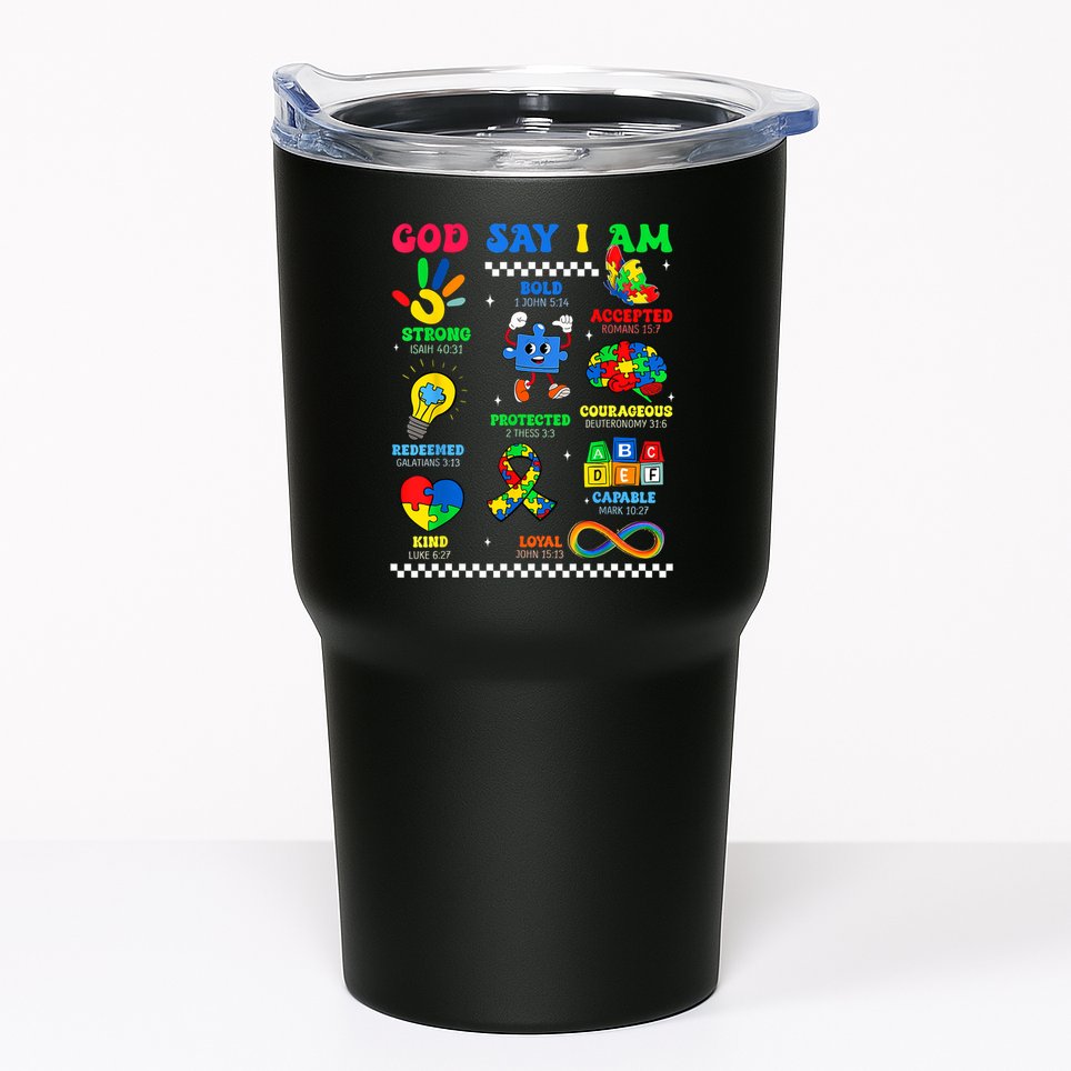 God Says I Am Be Kind Autism Awareness  Tumbler