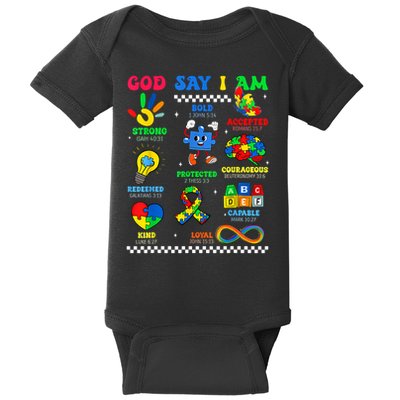 God Says I Am Be Kind Autism Awareness  Baby Bodysuit