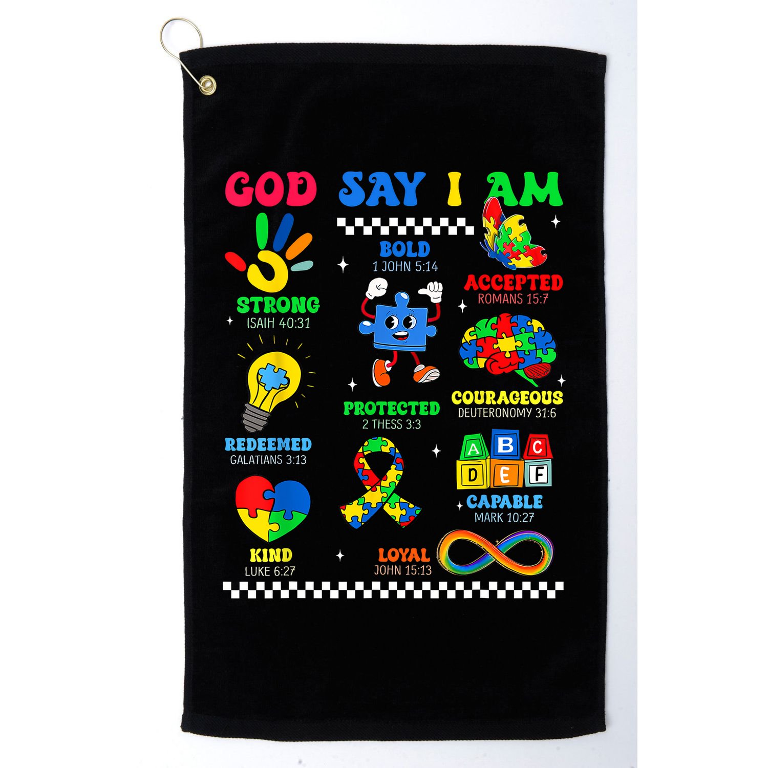 God Says I Am Be Kind Autism Awareness  Golf Towel