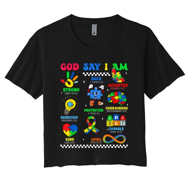 God Says I Am Be Kind Autism Awareness  Crop Top