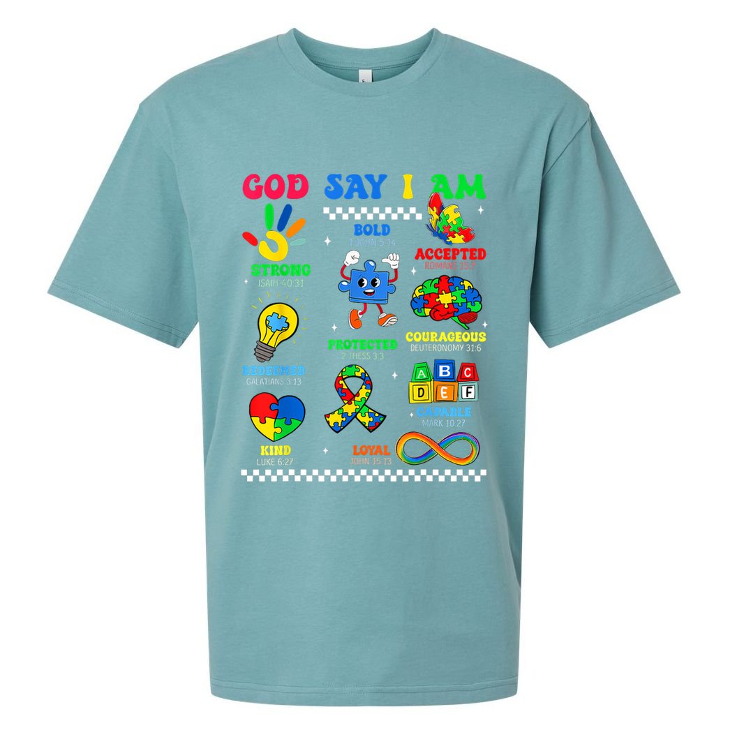 God Says I Am Be Kind Autism Awareness  Sueded Cloud Jersey T-Shirt