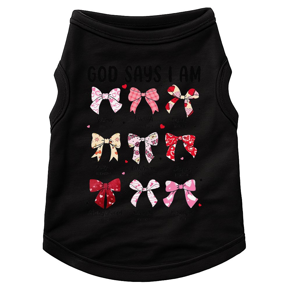 God Says I Am Coquette Bow Valentines Day Christian Women Doggie Tank