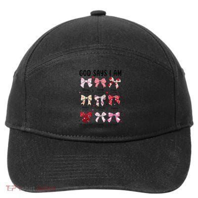 God Says I Am Coquette Bow Valentines Day Christian Women 7-Panel Snapback Hat