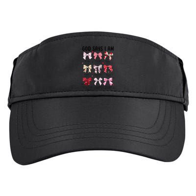 God Says I Am Coquette Bow Valentines Day Christian Women Adult Drive Performance Visor