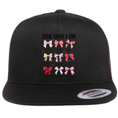 God Says I Am Coquette Bow Valentines Day Christian Women Flatbill Hat