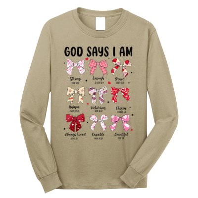 God Says I Am Coquette Bow Valentines Day Christian Women Long Sleeve Shirt