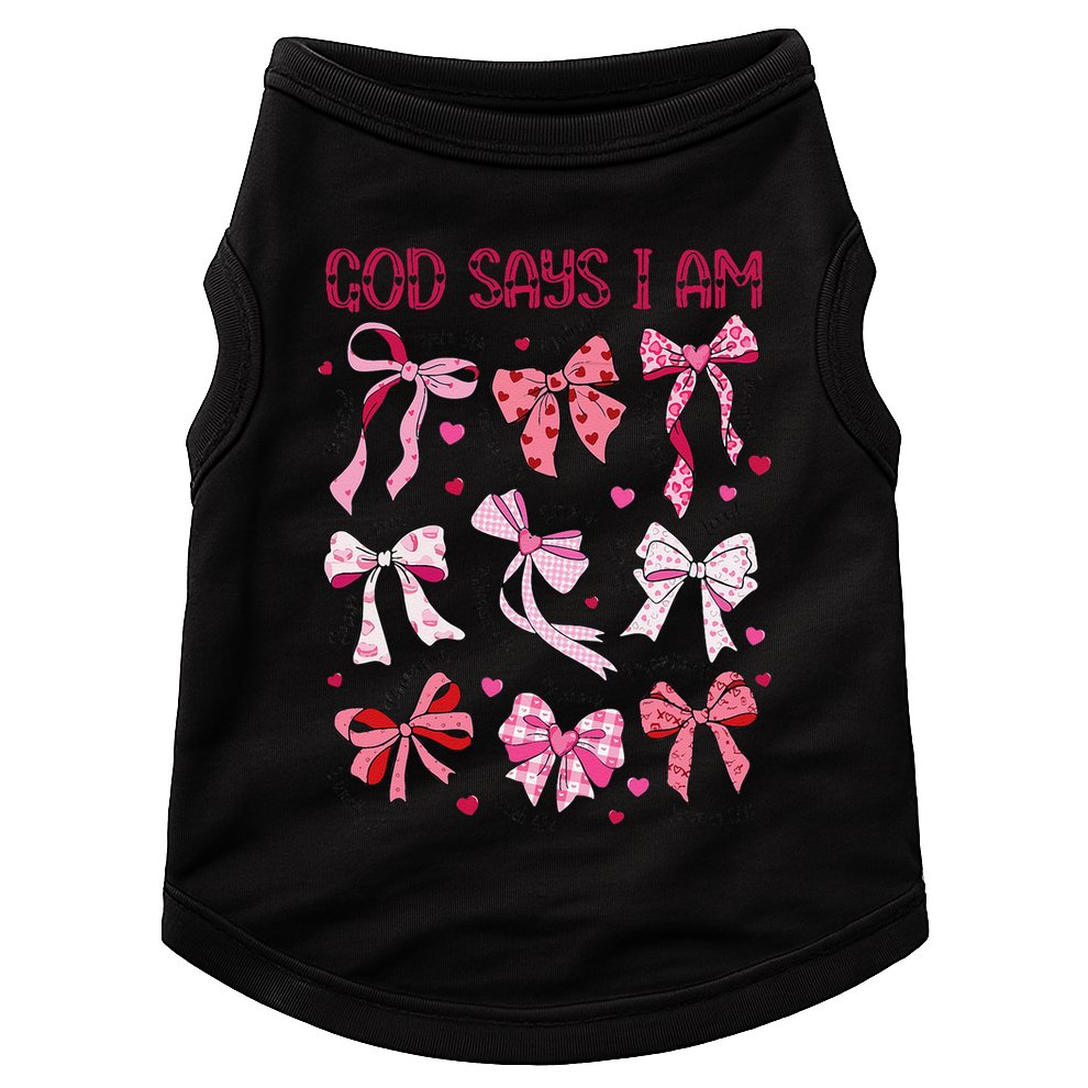 God Says I Am Coquette Bow Valentines Day Christian Women Doggie Tank