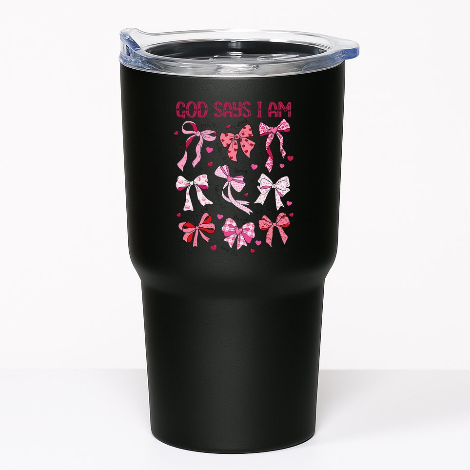 God Says I Am Coquette Bow Valentines Day Christian Women Tumbler