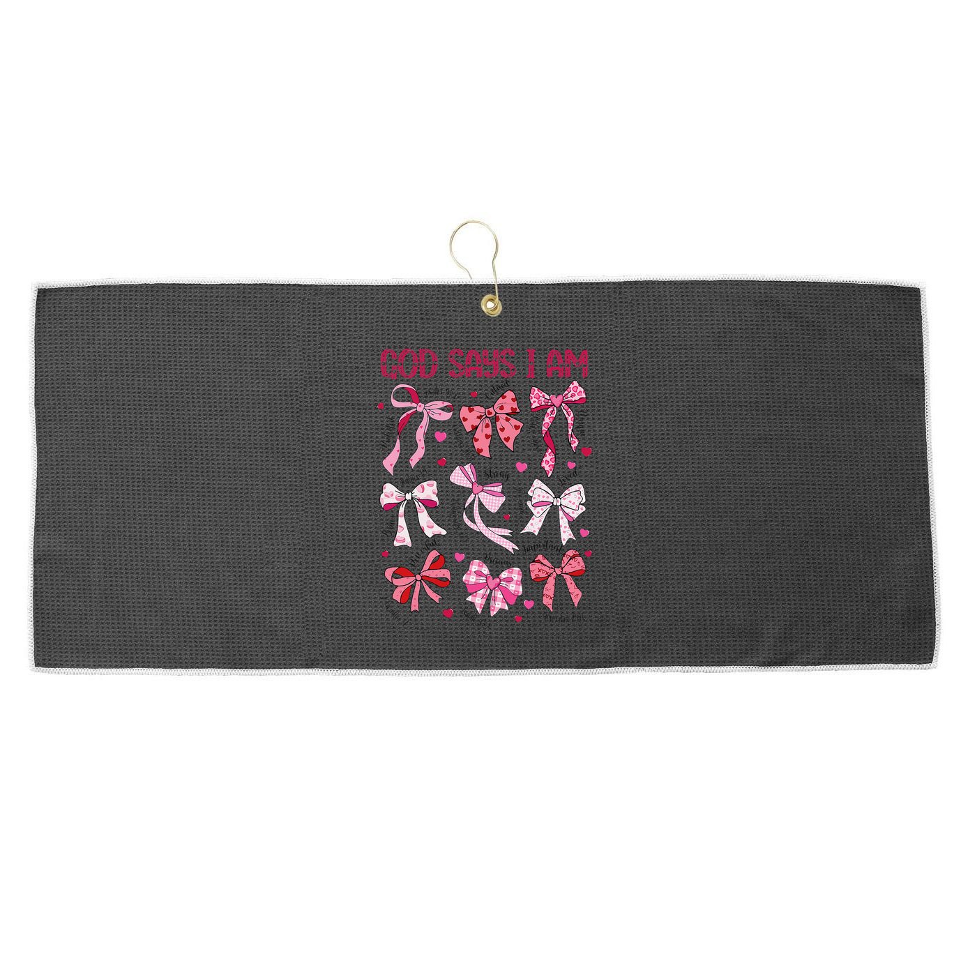 God Says I Am Coquette Bow Valentines Day Christian Women Large Microfiber Waffle Golf Towel