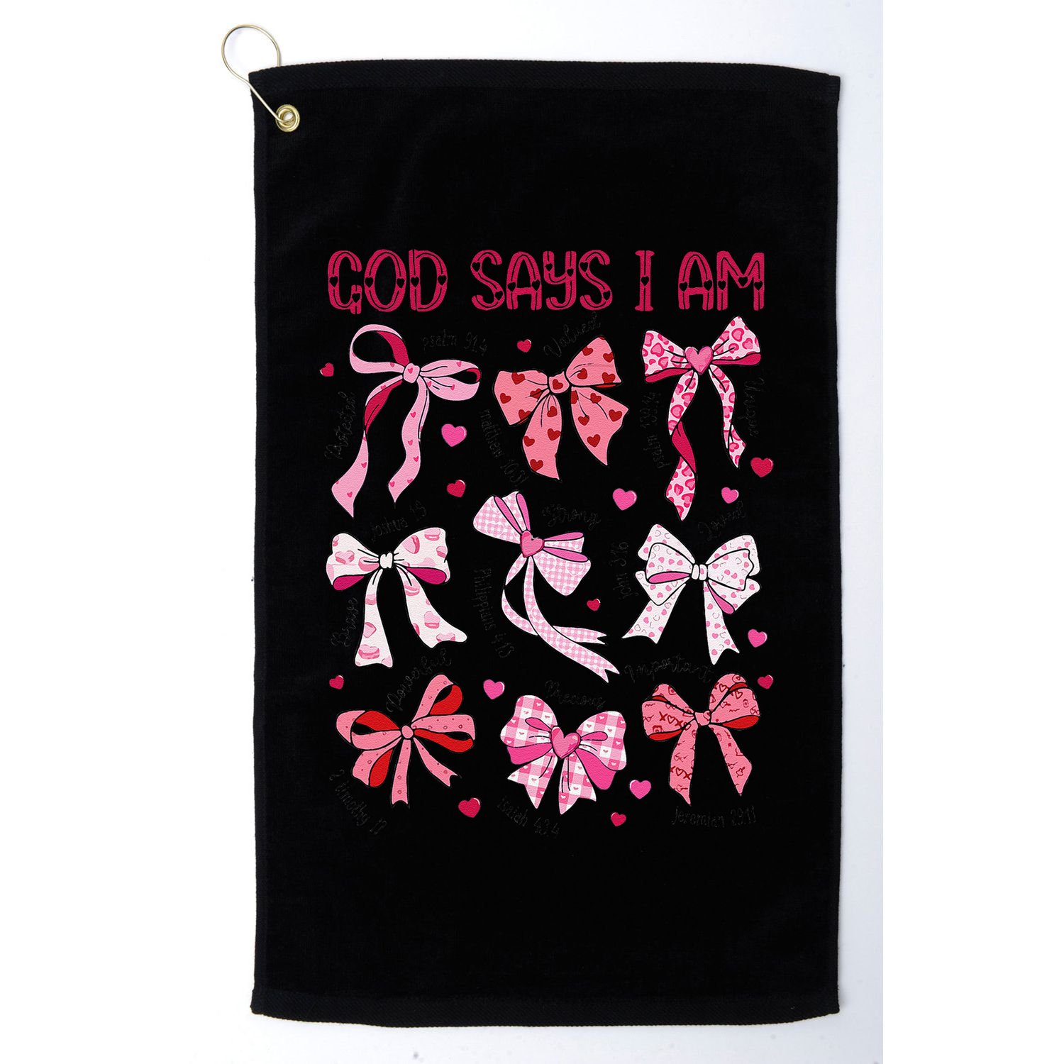 God Says I Am Coquette Bow Valentines Day Christian Women Golf Towel