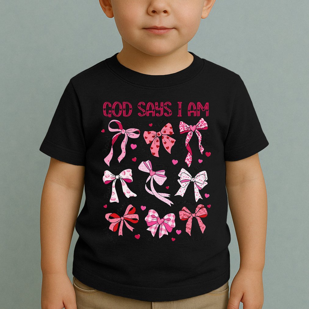 God Says I Am Coquette Bow Valentines Day Christian Women Toddler T-Shirt