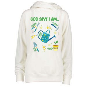 God Says I Am Gardening Lover Women Christian Womens Funnel Neck Pullover Hood