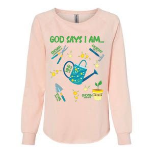 God Says I Am Gardening Lover Women Christian Womens California Wash Sweatshirt