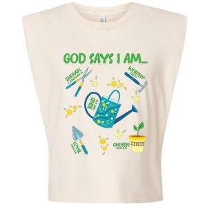 God Says I Am Gardening Lover Women Christian Garment-Dyed Women's Muscle Tee