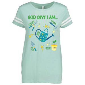 God Says I Am Gardening Lover Women Christian Enza Ladies Jersey Football T-Shirt