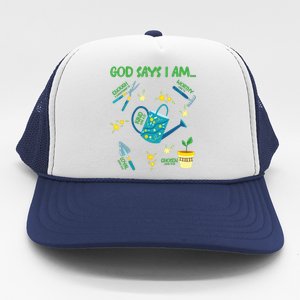 God Says I Am Gardening Lover Women Christian Trucker Hat