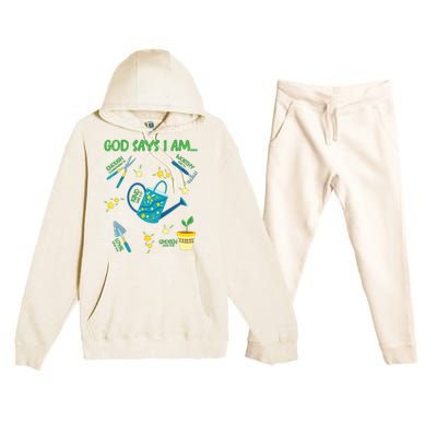 God Says I Am Gardening Lover Women Christian Premium Hooded Sweatsuit Set